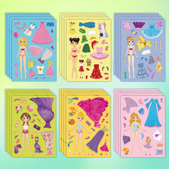 12pcs Princess Dress Up Stickers DIY Decals Self Adhesive PVC