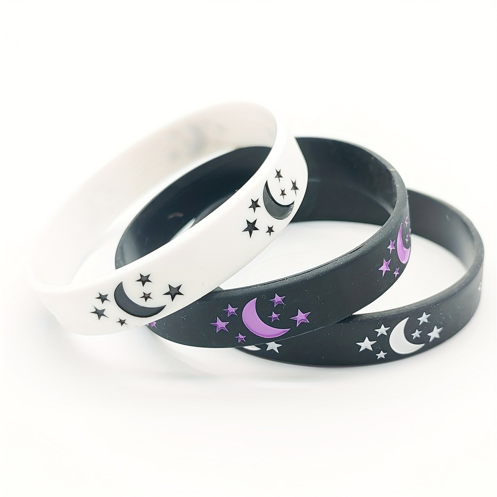 3 Pcs Moon And Star Silicone Sports Bracelet Wristband Party Gift