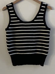 Striped Knitted Tank Top Sleeveless Casual Sweater Women's Clothing