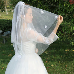 Butterfly Pattern Mesh Veil With Faux Pearl Bridal Hair Accessories