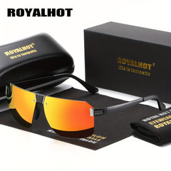 RoyalHot Frameless Alloy Polarized Sunglasses Driving Glasses
