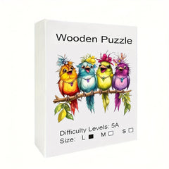 Colorful Bird Singing Wooden Jigsaw Puzzle - Brain Development Toy