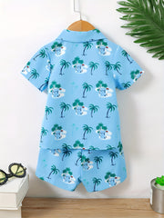 2pcs Baby Boys Coconut Tree Print Shirt & Shorts Set for Summer