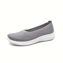 Women's Knit Walking Shoes Breathable Slip On Casual Flat Shoes