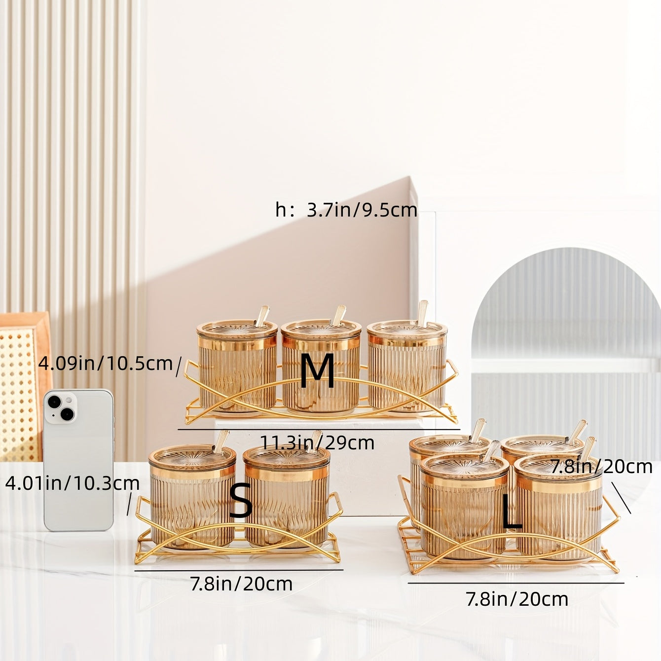 Seasoning Jar Set Metal Tray Spoon Salt Storage Party Wedding