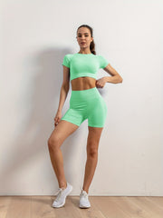Seamless Short T Shirt & Shorts Suit for Yoga