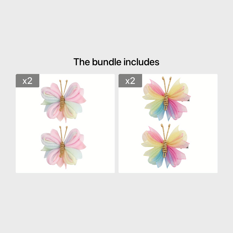 2pcs Cartoon Mesh Butterfly Hair Clips for Baby Girls