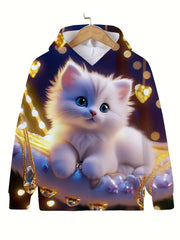 Flower Kitty Hooded Sweatshirt for Girls