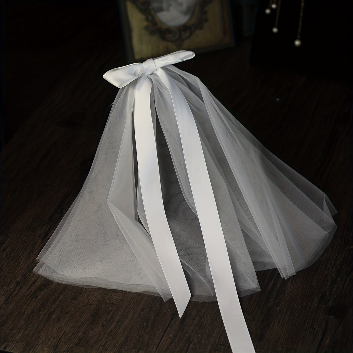 Bridal Satin Bowknot Head Veil Short Veil Wedding Hair Accessories