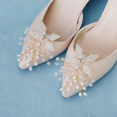 Bridal Crystal Pearl Shoe Buckle High Heels DIY Wedding Party