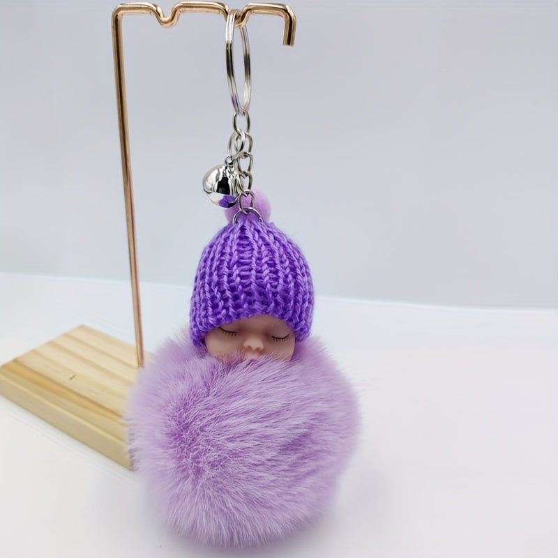 Zircon Rabbit Fur Ball Keychain for Girls