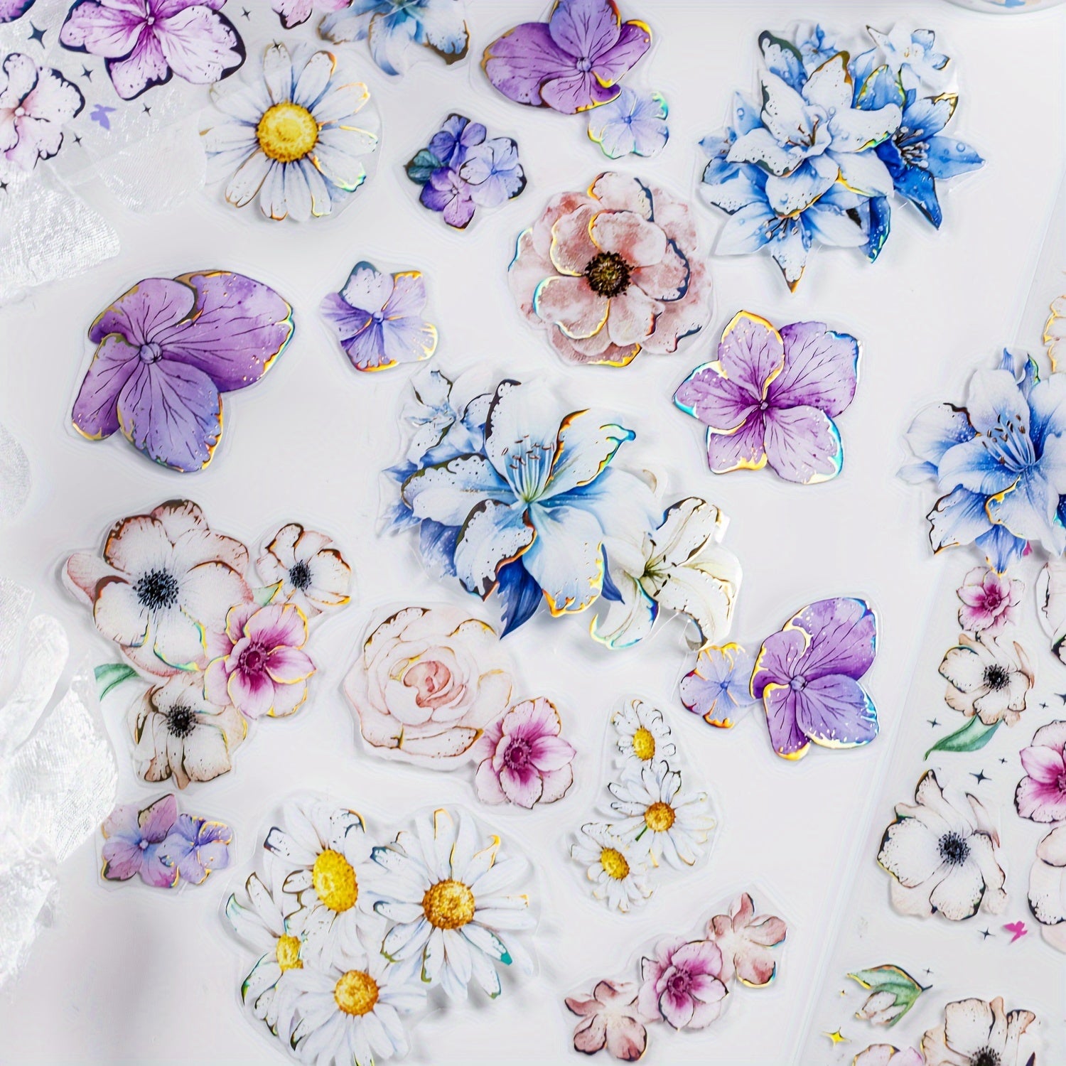 DIY Circulation Sticker 3D Flower Tape Golden Laser 78.74in Yo yo Small Flower