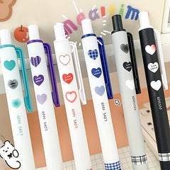 6 Pcs 0.5mm Heart Shape Gel Pens Student Writing Utensil