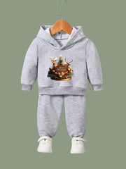 OERYUI Christmas Outfits 2pcs Girls Hoodies Jogger Pants Set For Sports