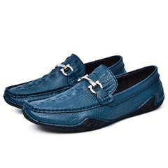 Men's Crocodile Embossed Horsebit Loafers Lightweight Non Slip Shoe