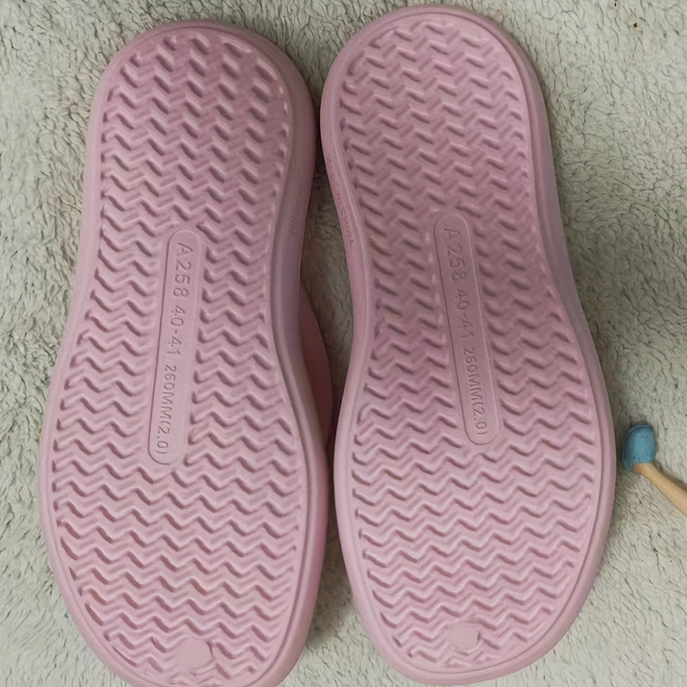 Women's Solid Flip Flops Soft Sole Pillow Slides Lightweight Beach Shoes
