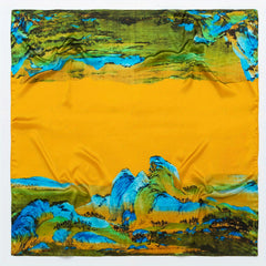 Mountain River Print Shawl Bandana Classic Block Square Scarf Silk