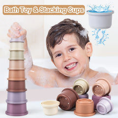 Toddler Stacking Bath Cup Toys Baby 8PCS Stackable Nesting Cups for Girls