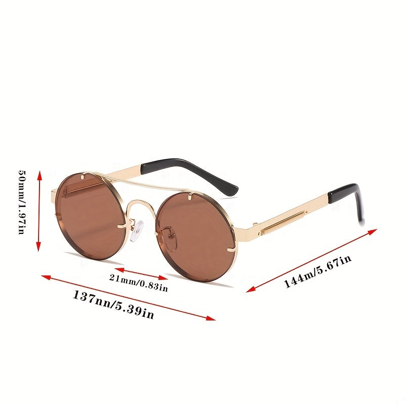 Men's Steampunk Round Sunglasses Retro Style Hip Hop