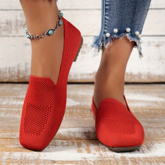 Women's Breathable Knit Slip On Flat Shoes Low Top Lightweight Shoes