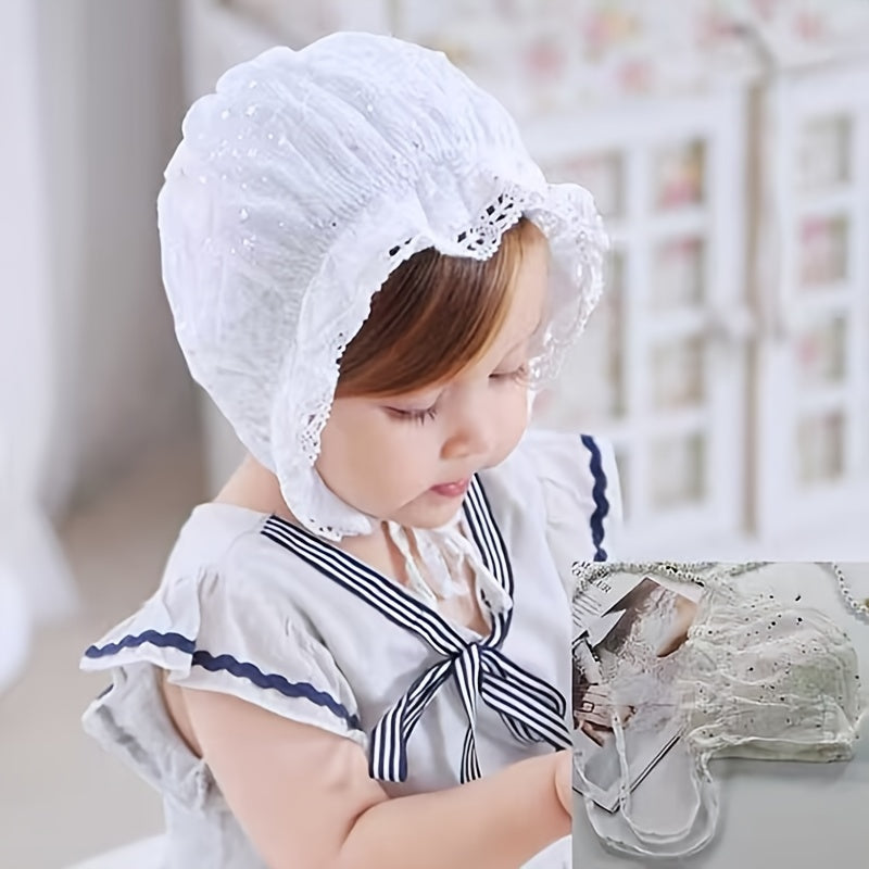 Baby Girls Lace Edged Sun Hat for Summer Outdoor Protection