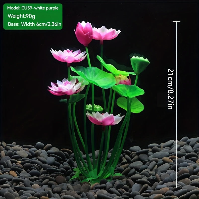 Artificial Lotus Aquarium Ornaments, Aquatic Grass and Flowers