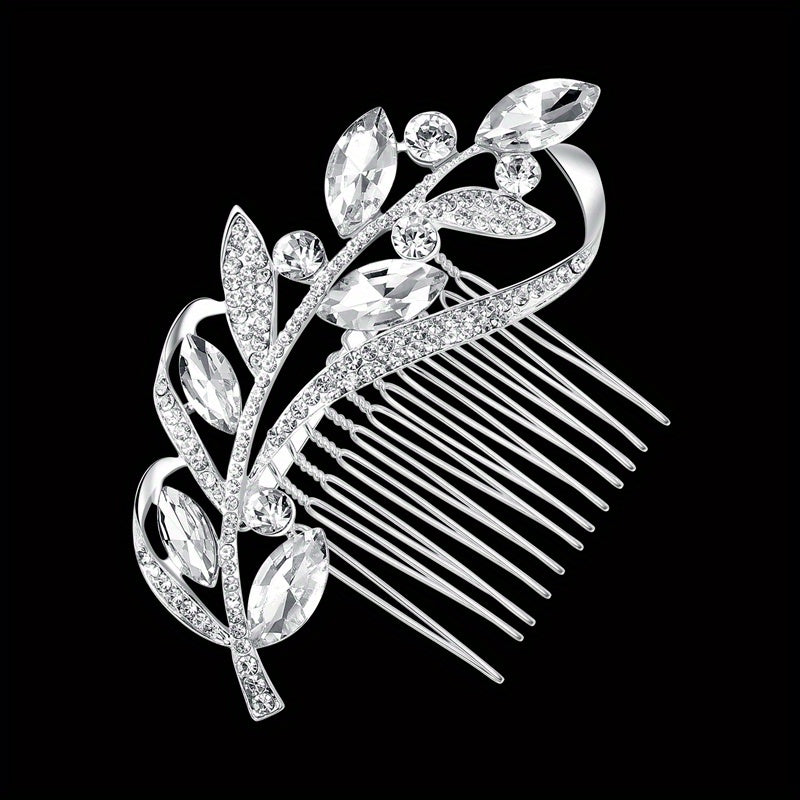 Silvery Rhinestone Hair Comb Crystal Insert Comb Bridal Head Jewelry Decoration