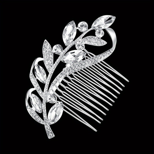 Silvery Rhinestone Hair Comb Crystal Insert Comb Bridal Head Jewelry Decoration