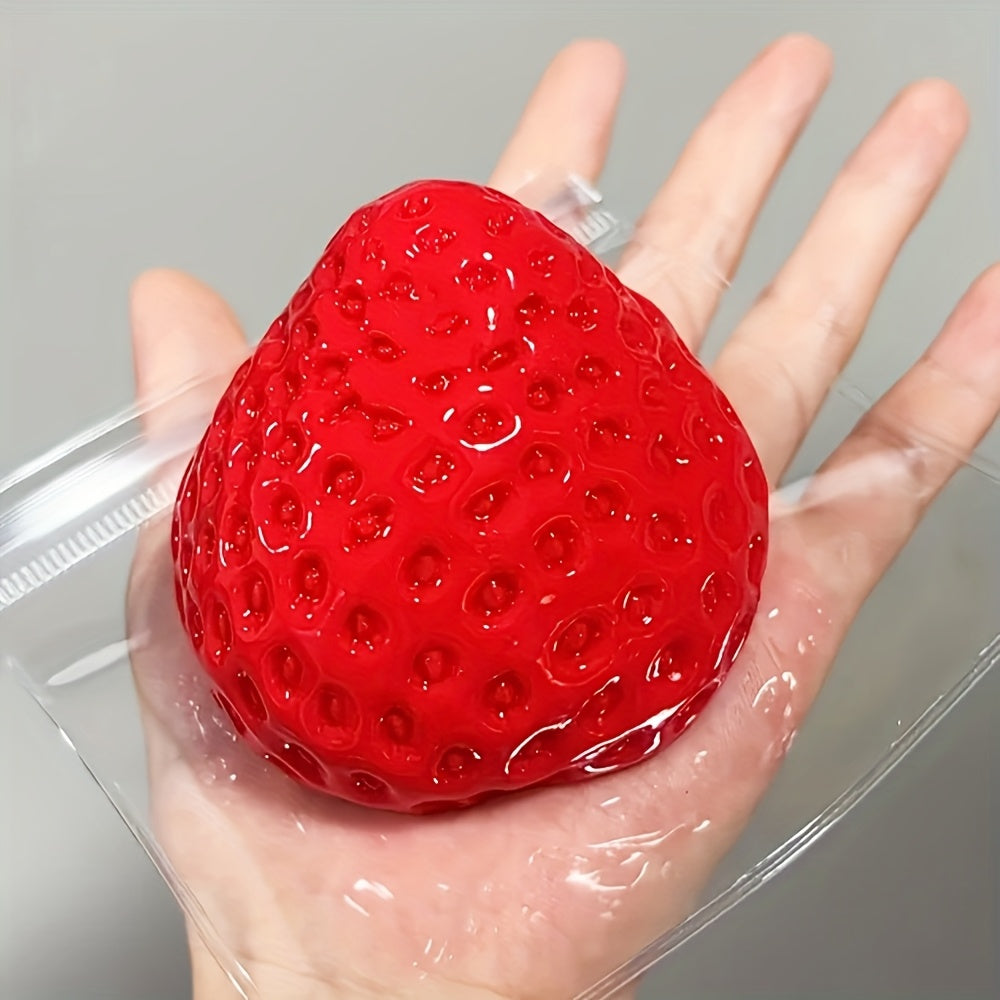 3PCSTPR Strawberry Stress Relief Squeezing Toy Soft Silicone Texture DIY Home
