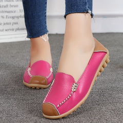 Women's Solid Flat Loafers Soft Sole Slip On Anti skid Walking Shoes