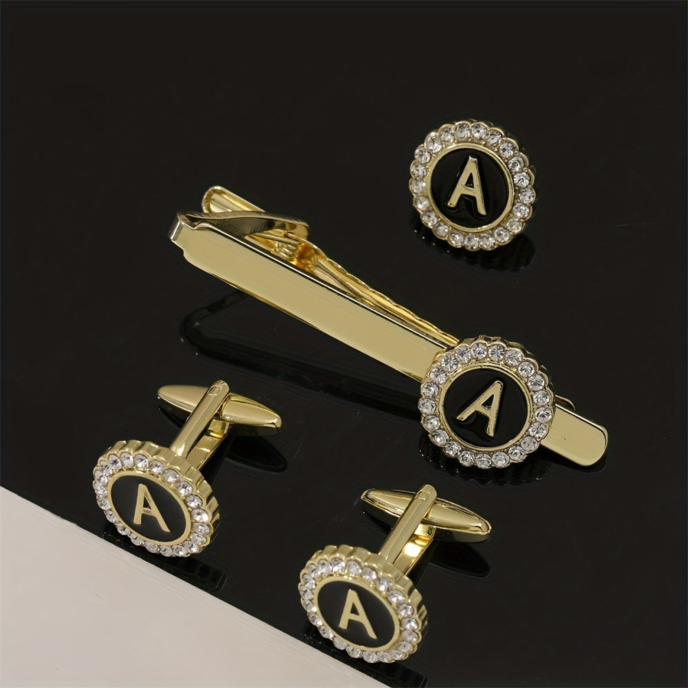 Men's Zirconia Initial Letter Tie Clip