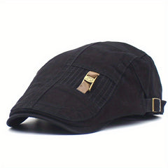 Men's Flat Cap Buckle Forward Cap Cotton Duckbill Cap Adjustable