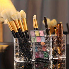 2pcs Transparent Makeup Storage Box 3-grid Multifunctional
