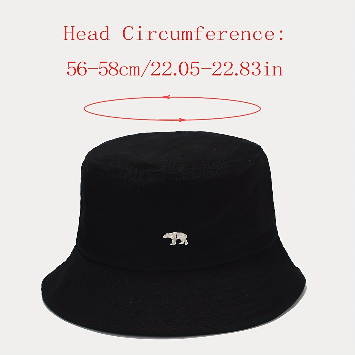 Bear Embroidery Bucket Hat Sun Protection Outdoor Travel