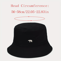 Bear Embroidery Bucket Hat Sun Protection Outdoor Travel