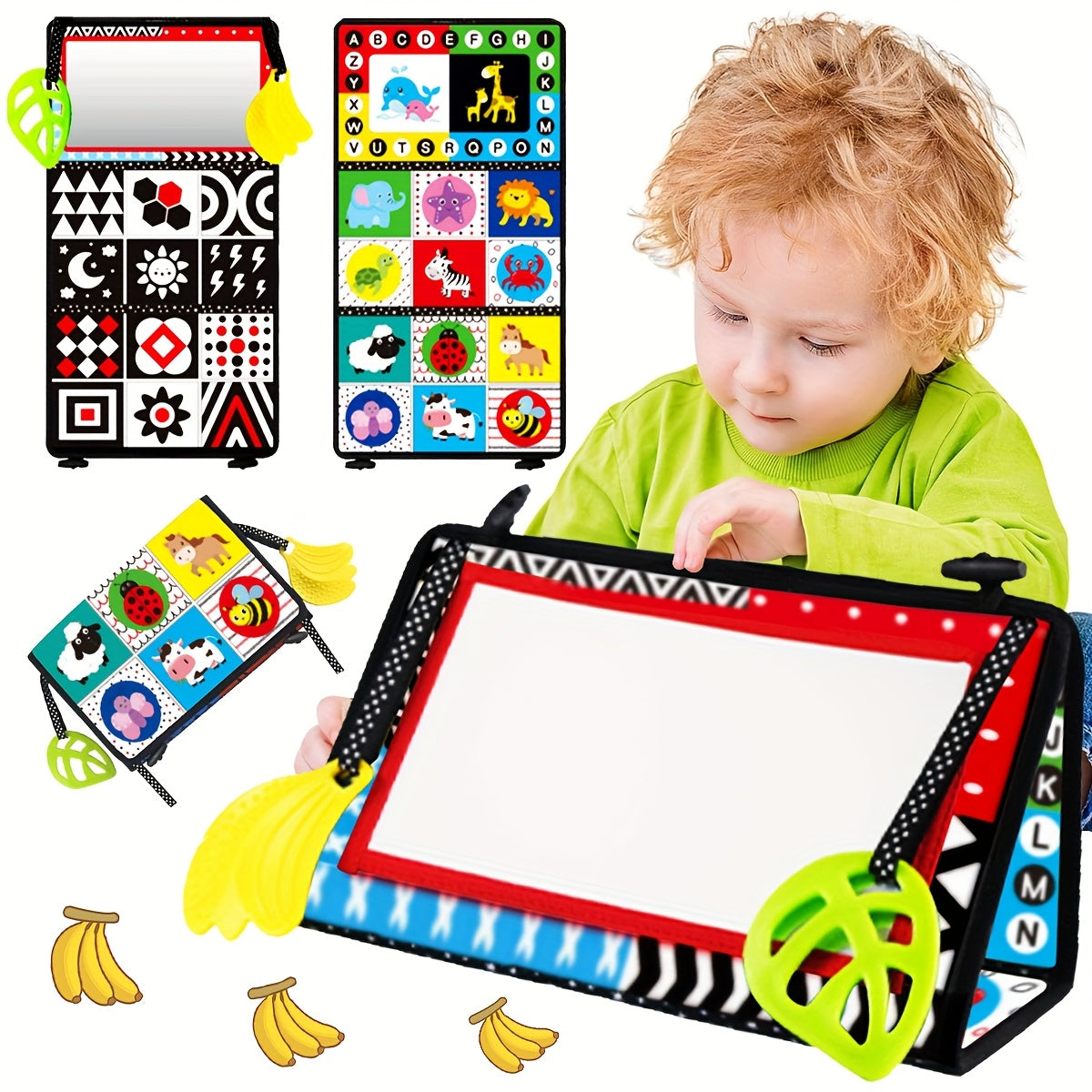 Kids' Recognition Mirror Cloth Book - High Contrast Patterns