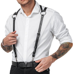 Men's Leather Shoulder Strap Suspenders Gentleman's Leather Binding