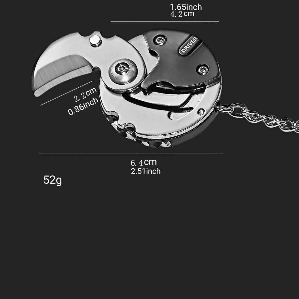 Men's Stainless Steel Keychain with Coin Holder