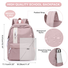 Colorblock School Bag Preppy Daypack All Match Zipper Travel Bag