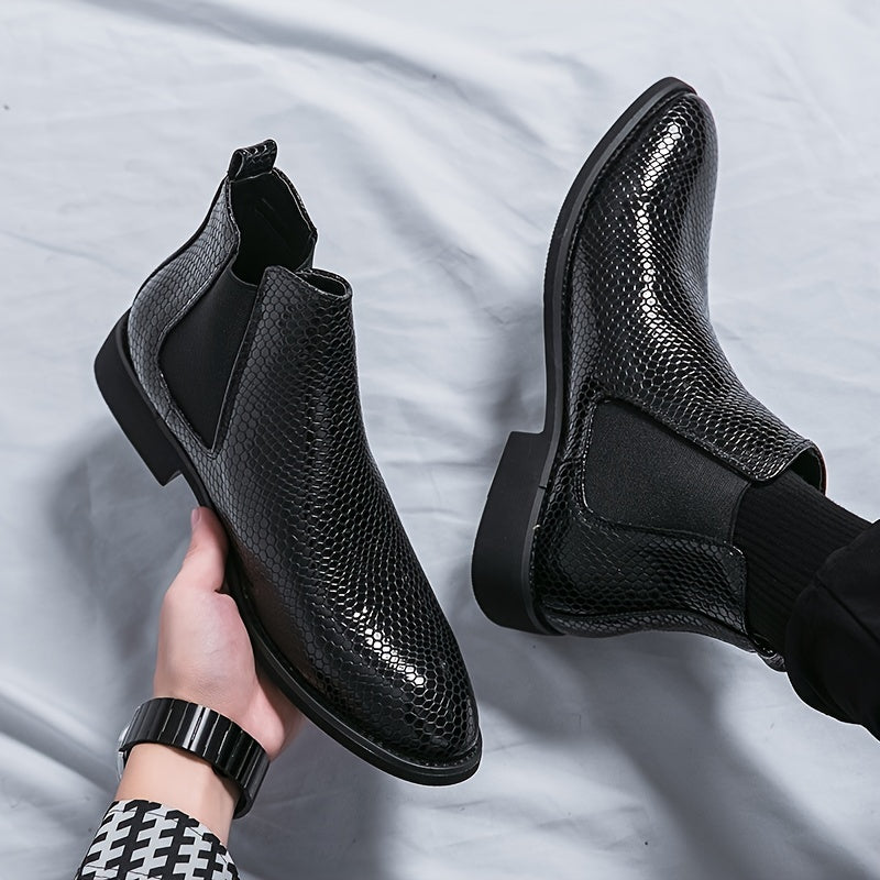 Men's Pointed Toe Chelsea Boots Slip On Ankle Dress Shoes
