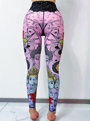 Cartoon Myth Print Yoga Pants High Waist Slim Ankle Length Pants