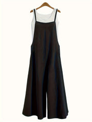 Casual Overalls Women's Plus Solid Loose Wide Leg Cami Jumpsuit