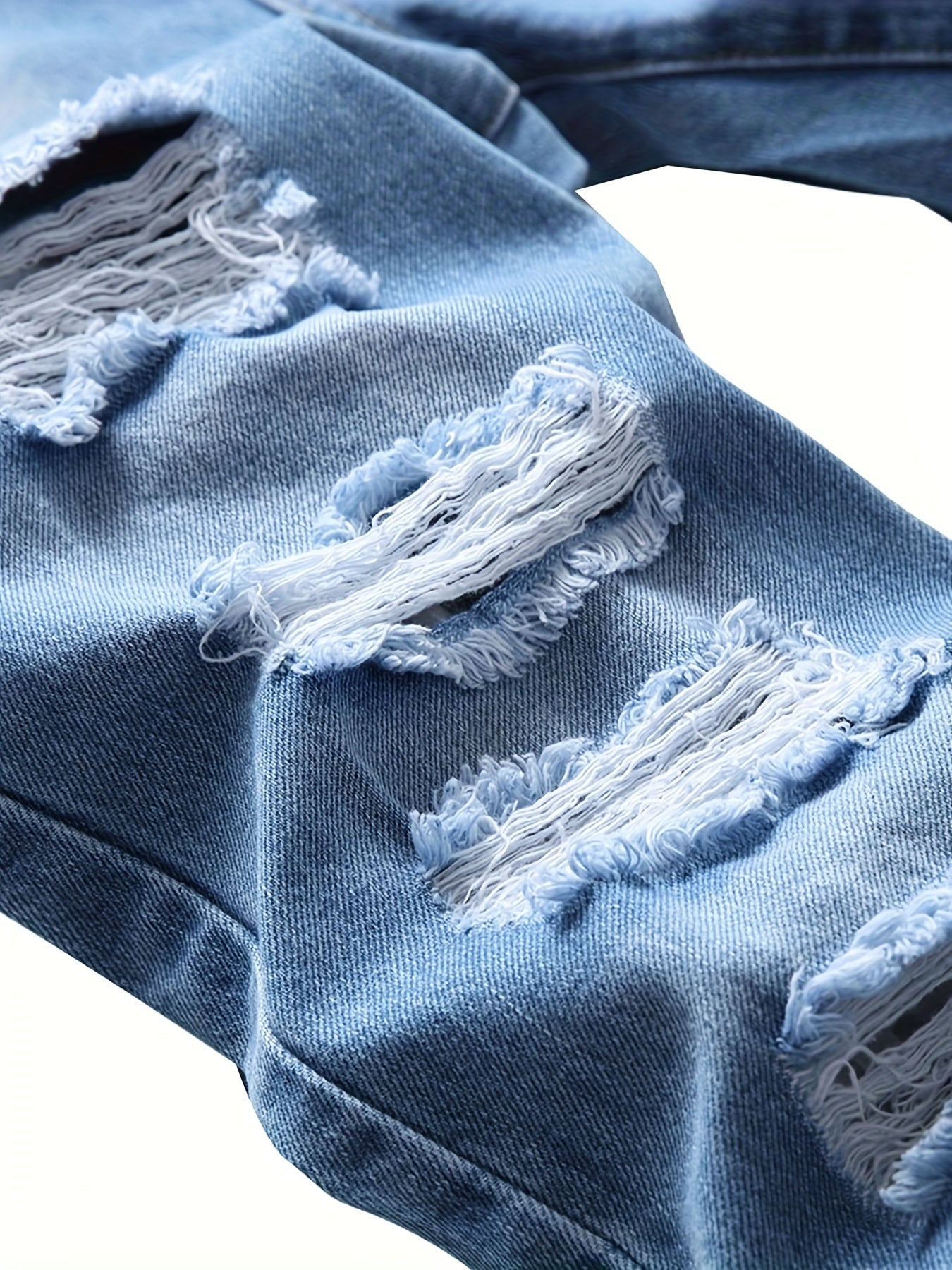 Men's Ripped Washed Jeans Streetwear Denim Pants