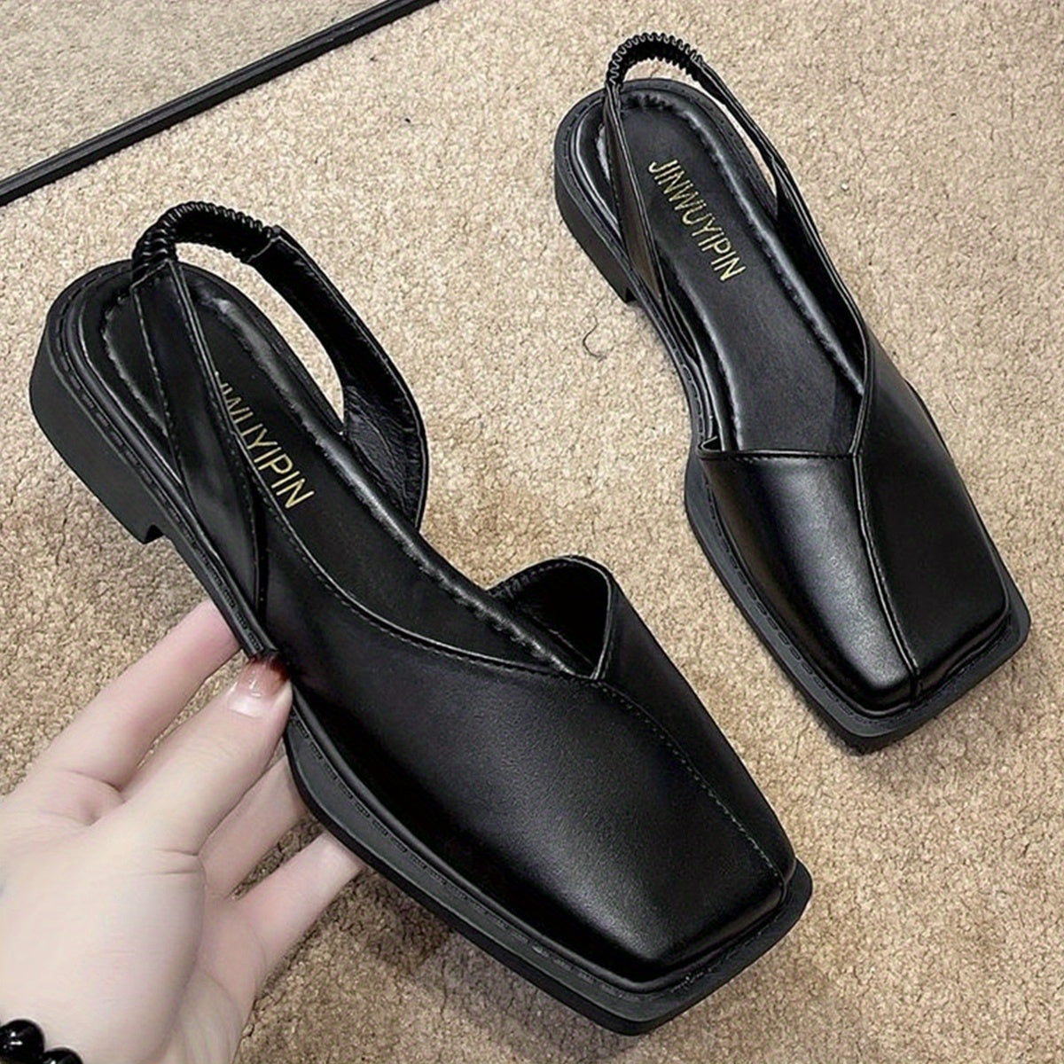 Women's Square Toe Flat Slip On Slingback Shoes