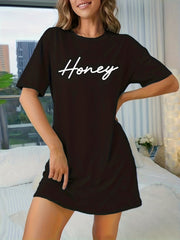 Casual Short Sleeve Crew Neck NightDress