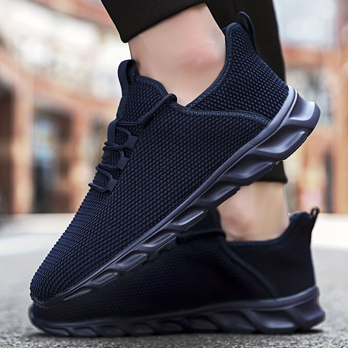 Men's Breathable Knit Lace-Up Sneakers