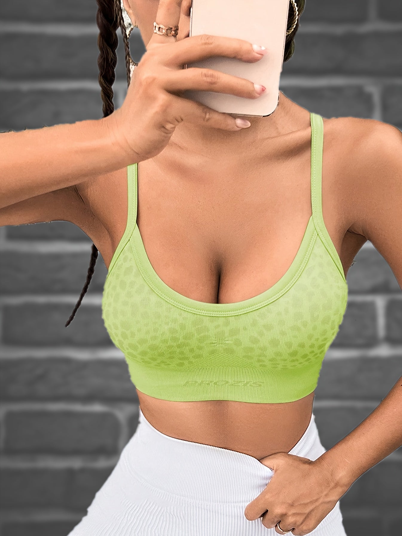 Leopard Print Crop Tank Top Round Neck High Stretch Spaghetti Straps