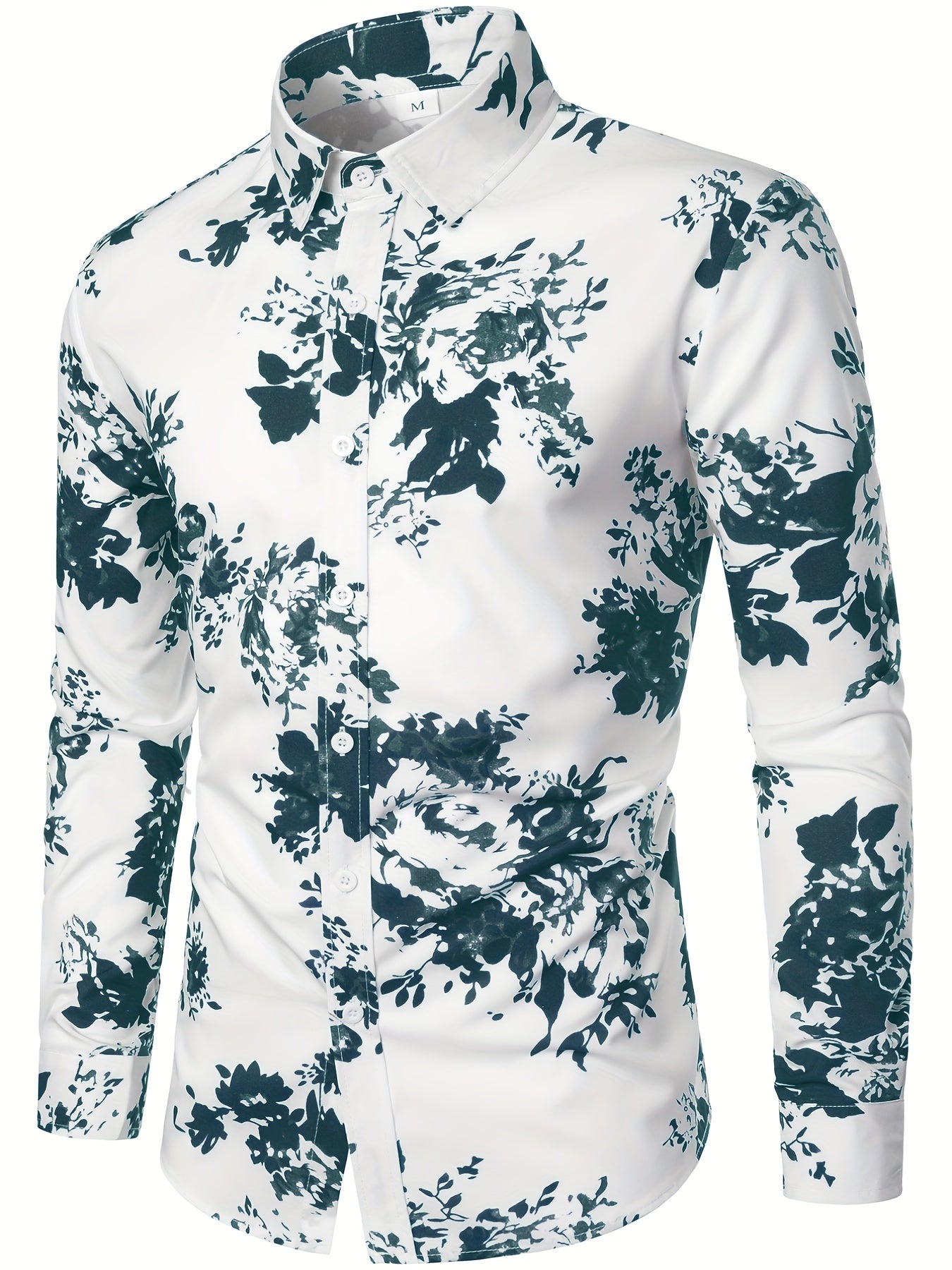 Men's Formal Flower Print Button Up Shirt Spring/Fall Business Occasion