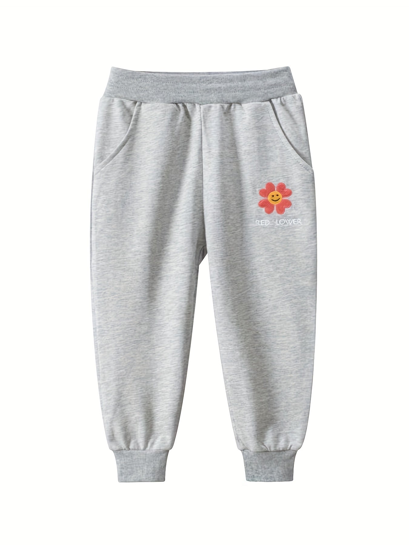 Girls' Flower Graphic Sweatpants Jogger Pants with Pockets