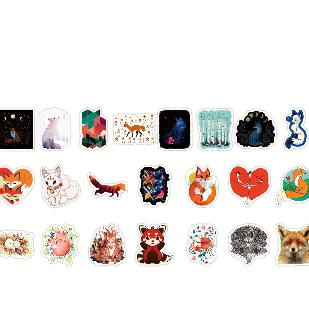 50pcs Cute Fox Graffiti Stickers for Fun and Style